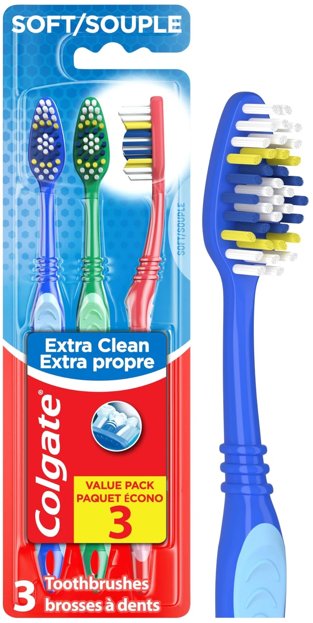 Main image of Colgate Extra Clean Soft Toothbrush, 3 Pack