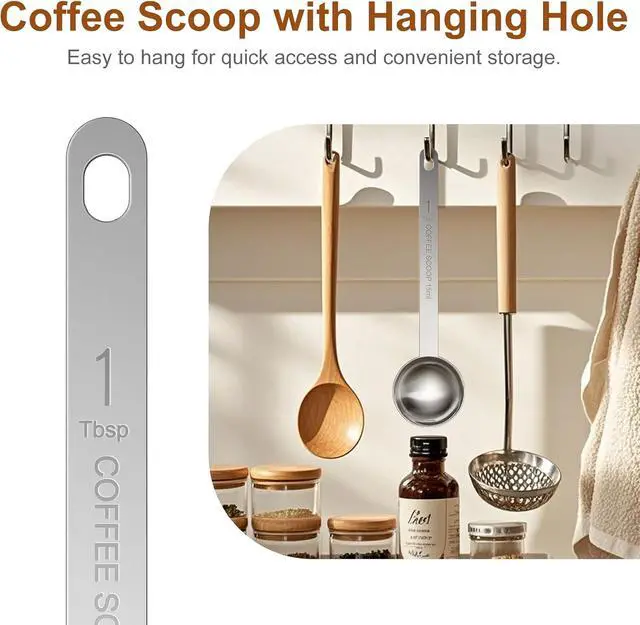 Alt view image 4 of 7 - 2PCS Coffee Scoop Spoons, 15ML (1 Tablespoon) Stainless Steel Measuring Spoons with Long Handle, Durable Coffee Scoopers for Ground Coffee, Tea and Baking Powder