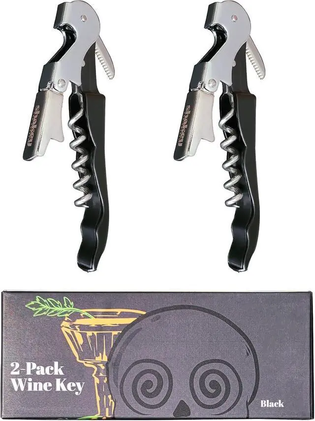 Main image of Shakey Wine Key! - Professional Waiter's Corkscrew Wine Bottle Opener with Foil Cutter (2-Pack)