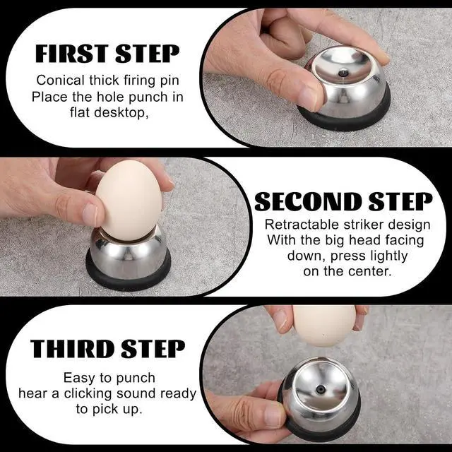 Alt view image 5 of 7 - Stainless Steel Egg Piercer for Hard Boiled Eggs with Retractable Pin, Heavy Duty Egg Poker to Get Good Hard Boiled Eggs, Egg Piercer Hole Seperater for Quick Peel Anti-Burst, Black