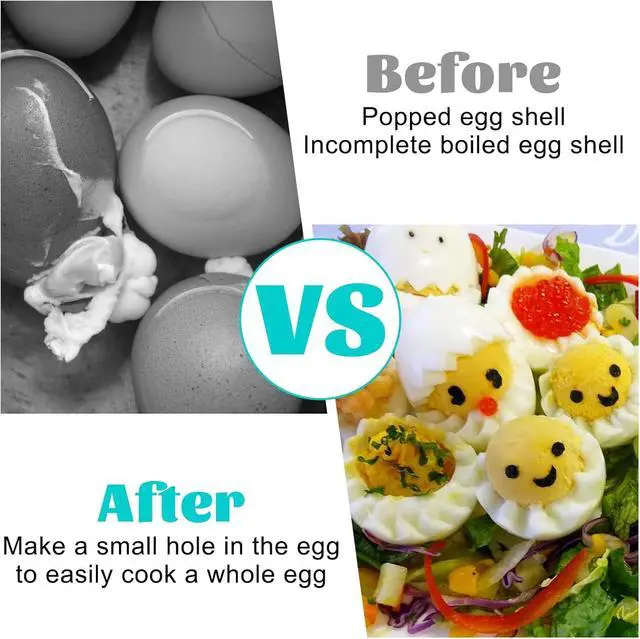 Alt view image 6 of 7 - Egg Piercer with Retractable Pin, Stainless Steel Egg Poker for Hard Boiled Eggs, Great Eggshell Peeler Tool to Get Good Hard Boiled Eggs, Egg-Piercer Hole Seperater for Quick Peel Anti-Burst