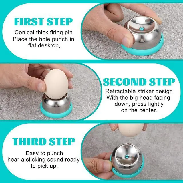 Alt view image 5 of 7 - Egg Piercer with Retractable Pin, Stainless Steel Egg Poker for Hard Boiled Eggs, Great Eggshell Peeler Tool to Get Good Hard Boiled Eggs, Egg-Piercer Hole Seperater for Quick Peel Anti-Burst