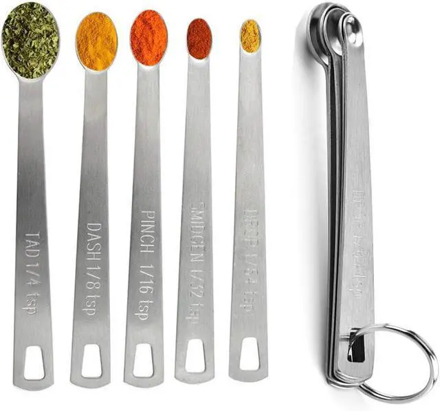 Main image of Measuring Spoons,Includ 1/4 tsp, /8 tsp,1/16 tsp,1/32 tsp,1/64 tsp | 5Pcs Measuring Spoons Set,Tablespoon and Teaspoon for Measure Liquid and Dry Ingredients,Stainless Steel measuring Cups