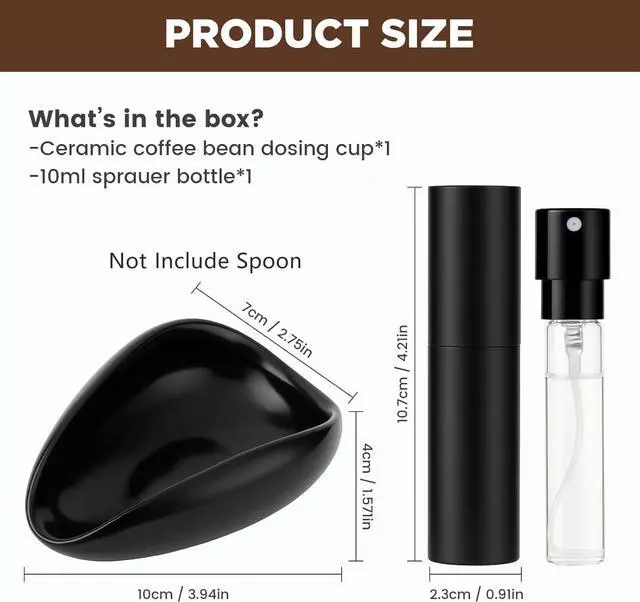Alt view image 2 of 7 - Ceramic Coffee Bean Dosing Cup + Sprayer Gift Set, Spoon Rest, Mini Coffee Spoon Holder for Tea Spoons Stirrers, Coffee Station Decor, Espresso Coffee Bar Accessories & Essentials(Not Include Spoon)