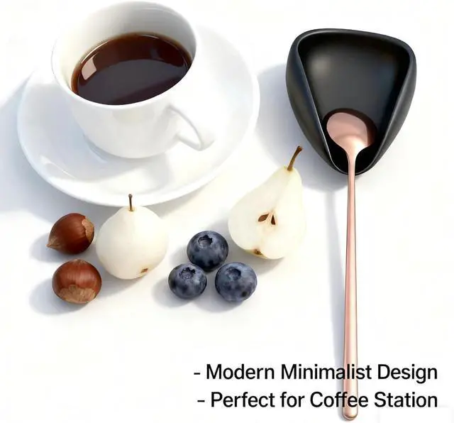 Alt view image 5 of 7 - Ceramic Coffee Bean Dosing Cup + Sprayer Gift Set, Spoon Rest, Mini Coffee Spoon Holder for Tea Spoons Stirrers, Coffee Station Decor, Espresso Coffee Bar Accessories & Essentials(Not Include Spoon)