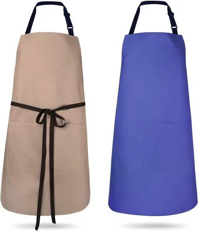 Main image of 2 Pack Kitchen Aprons, Waterproof and Oil Resistant with 2 Pockets, Adjustable Neck Strap for Chef Apron
