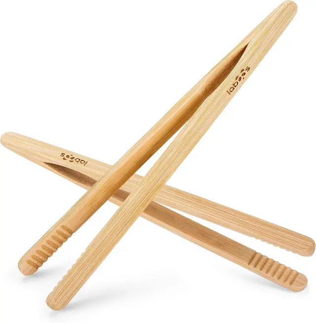 Alt view image 2 of 6 - 2-Pack Classic 8.7 Bamboo Toast Tongs Natural Wooden Tongs for Toaster,Tongs for Cooking,Oven, Air Fryer, Pickles, Snacks Heat-Resistant, Food Safe by Laboos