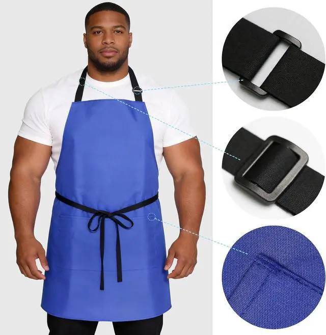 Alt view image 4 of 7 - 2 Pack Kitchen Aprons, Waterproof and Oil Resistant with 2 Pockets, Adjustable Neck Strap for Chef Apron