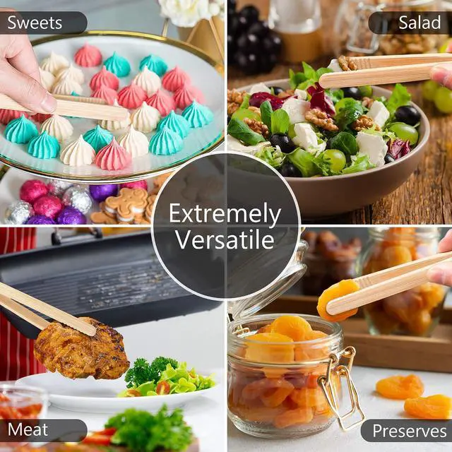 Alt view image 6 of 6 - 2-Pack Classic 8.7 Bamboo Toast Tongs Natural Wooden Tongs for Toaster,Tongs for Cooking,Oven, Air Fryer, Pickles, Snacks Heat-Resistant, Food Safe by Laboos