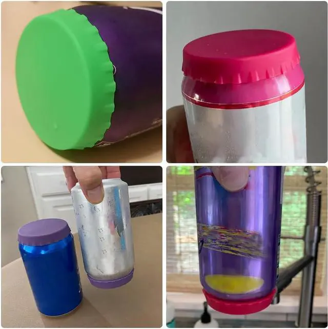 Alt view image 4 of 5 - 6 Pack Silicone Soda Can Lids, 6 Color BPA-Free Reusable Silicone Can Covers, Can Stopper or Protector For Soda, Beer, Drink, Juice, Coke, Beverage, Fits Standard Cans