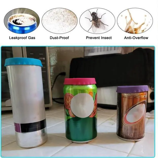 Alt view image 3 of 5 - 6 Pack Silicone Soda Can Lids, 6 Color BPA-Free Reusable Silicone Can Covers, Can Stopper or Protector For Soda, Beer, Drink, Juice, Coke, Beverage, Fits Standard Cans