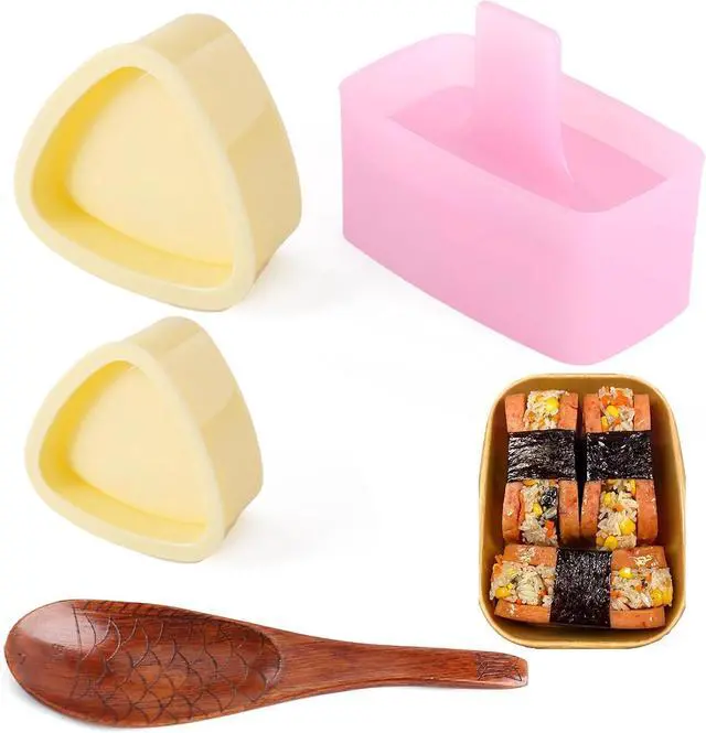 Main image of Onigiri Mold Rice Ball Maker Set, 4 Pcs Triangle Sushi Mold Kit with Rice Shaper Mold & Wooden Rice Paddle, DIY Rice Ball Making Tools for Home Kitchen Bento Box Accessories