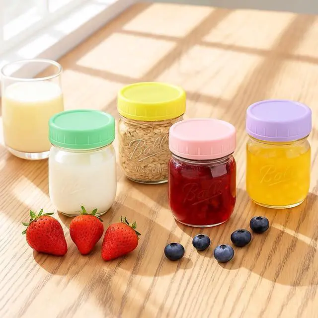 Alt view image 7 of 7 - Mason Jar Lids Regular Mouth, 9 Pack, Plastic Leak-Proof Canning Lids | Reusable Mason Jar Tops with Silicone Rings and Removable Labels for Ball, Kerr and More, Thickened & Dishwasher Safe