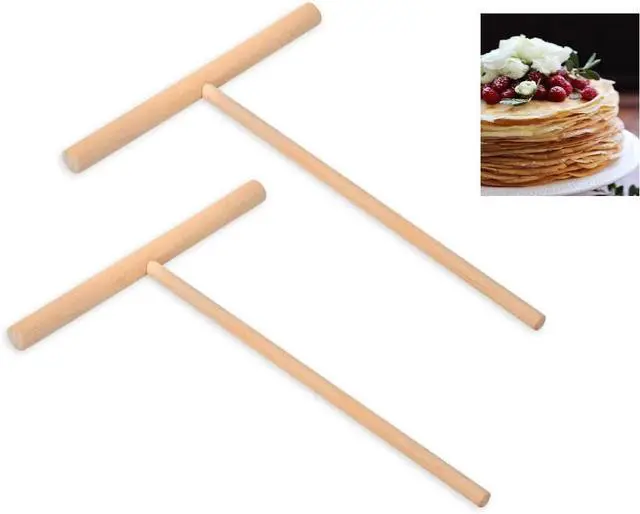 Main image of Crepe Spreader 2 Pack Natural Wood T-Shaped Tool 6.1 x 4.7 Inches for Crepes & Pancakes Batter Spreading