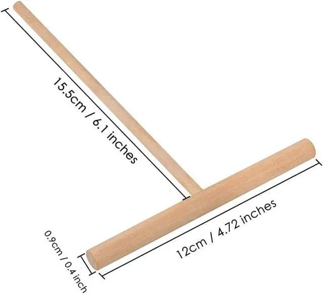 Alt view image 3 of 7 - Crepe Spreader 2 Pack Natural Wood T-Shaped Tool 6.1 x 4.7 Inches for Crepes & Pancakes Batter Spreading
