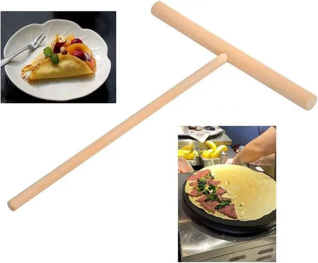 Alt view image 5 of 7 - Crepe Spreader 2 Pack Natural Wood T-Shaped Tool 6.1 x 4.7 Inches for Crepes & Pancakes Batter Spreading