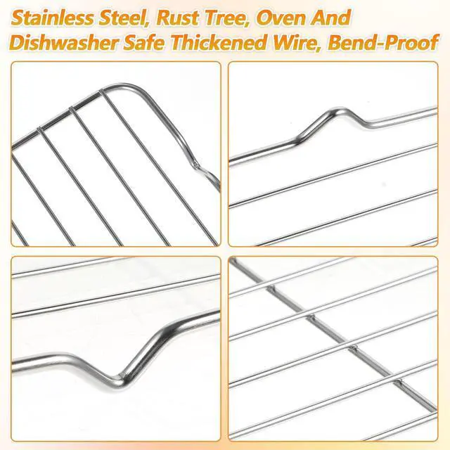 Alt view image 5 of 7 - Small Cooling Rack, Stainless Steel Small Wire Rack for Cooking, Heavy Duty Small Baking Rack, with 4 Legs Rectangle Wire Cooking Racks for Meat, 5.3 X 8.46Inch