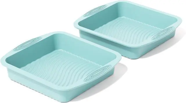 Main image of SOV Silicone Square Cake Pan - 10 inch silicone baking pans, Non-Stick, Heat Resistant baking molds are perfect for Cakes, Brownies, Cheesecakes, Pie, Bread (blue)