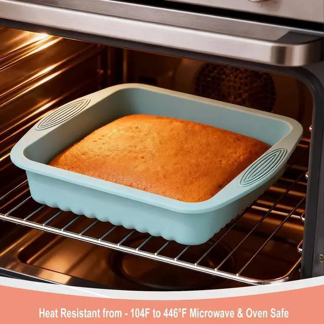 Alt view image 2 of 6 - SOV Silicone Square Cake Pan - 10 inch silicone baking pans, Non-Stick, Heat Resistant baking molds are perfect for Cakes, Brownies, Cheesecakes, Pie, Bread (blue)