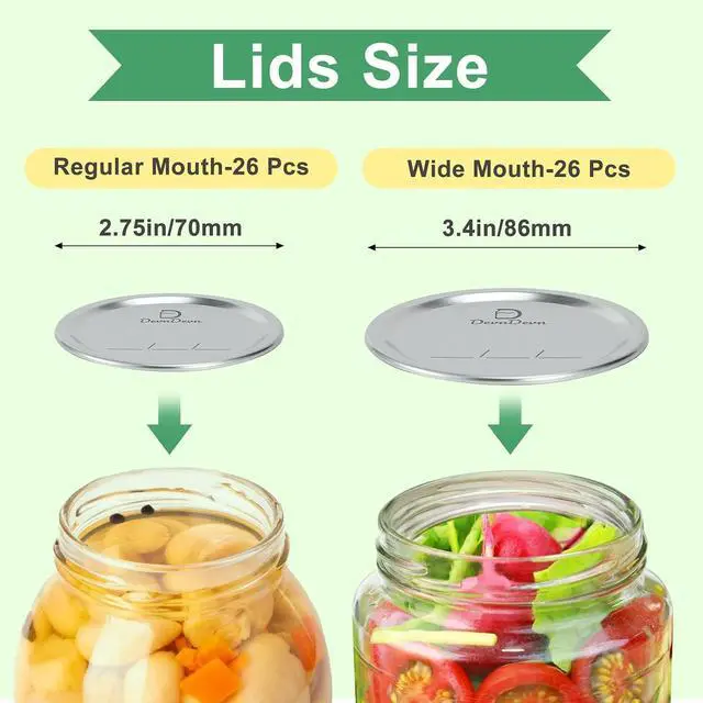 Alt view image 2 of 7 - 52 pcs Canning Lids, Regular & Wide Mouth Mason Jar Lids Set, Canning Jar Lids for Ball & Kerr, Redefining Leak-Proof with Perfect Airtight Seal, Compatible with Electric Vacuum Sealers