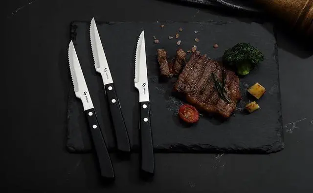 Alt view image 4 of 7 - Steak Knives, Steak Knife Set of 6, German Stainless Steel Steak Knife Serrated