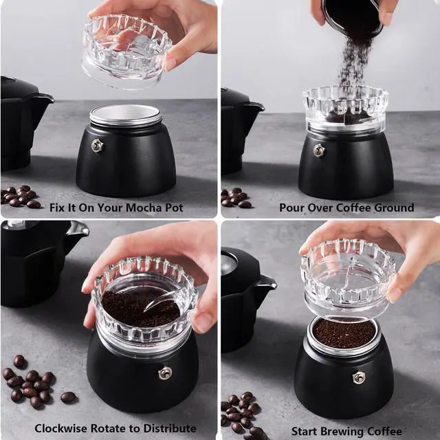 Alt view image 5 of 7 - Moka Pot Dosing Ring & Coffee Distributor 2in1 Coffee Maker Dosing Ring For Moka Express Fast Distribute and Tamp, Avoid Mess And Wast (M for 4-6cup Moka Pot)