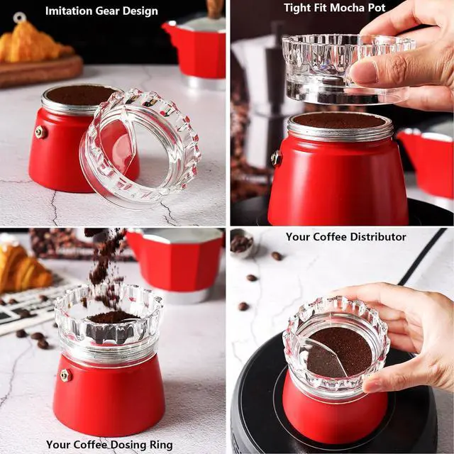 Alt view image 3 of 7 - Moka Pot Dosing Ring & Coffee Distributor 2in1 Coffee Maker Dosing Ring For Moka Express Fast Distribute and Tamp, Avoid Mess And Wast (M for 4-6cup Moka Pot)