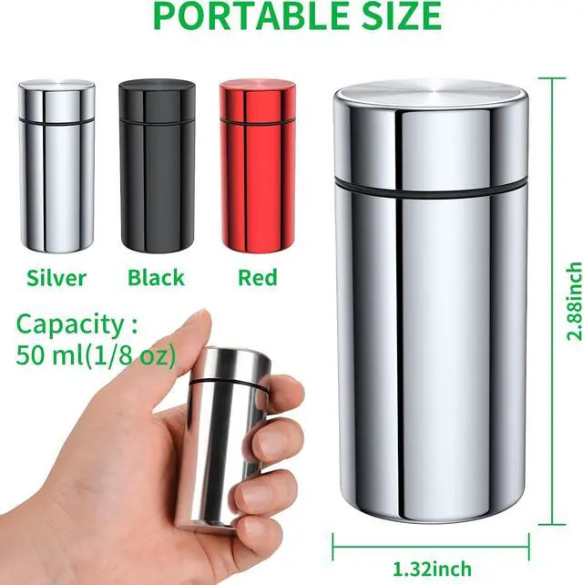 Alt view image 2 of 6 - TecQach Portable Aluminum Storage Jar 3-Pack,Airtight Smell Proof Container, Metal Waterproof Small Bottle Multipurpose Container for Coffee & Teas, Herb Spices Container Screw-Top Lid Lock Odor