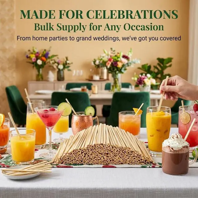 Alt view image 4 of 7 - RAINFLOW 1000PCS Coffee Stirrers - Coffee Stir Sticks 5.5 Inch | Wooden Stir Sticks, Sip Stirrers for Hot Drink, Beverage, Tea, Cocktails, Party Drinks, Coffee Bar & Swizzle Sticks