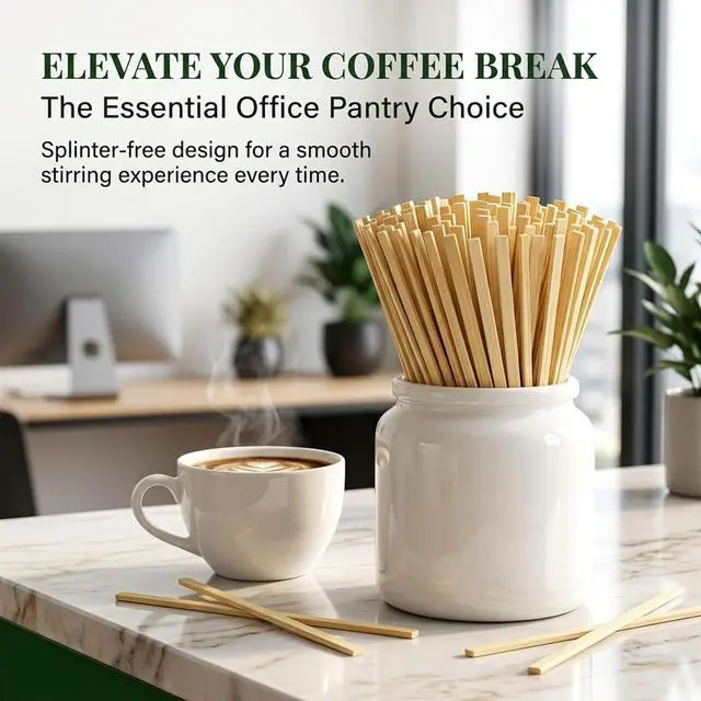 Alt view image 7 of 7 - RAINFLOW 1000PCS Coffee Stirrers - Coffee Stir Sticks 5.5 Inch | Wooden Stir Sticks, Sip Stirrers for Hot Drink, Beverage, Tea, Cocktails, Party Drinks, Coffee Bar & Swizzle Sticks