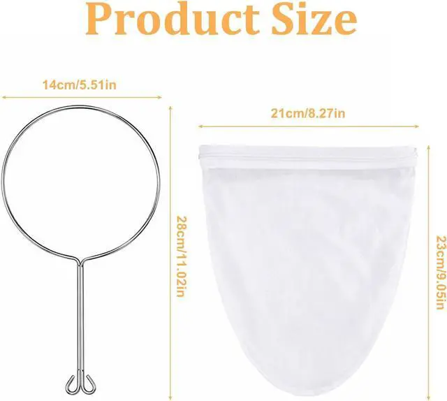 Alt view image 2 of 7 - Large Reusable Thai Tea Filter 5.5 Inch Traditional Cloth Coffee Filter with Metal Handle Washable Coffee Pour Over Filters Ultra Fine Mesh Strainer Bags for Tea NutMilk Coconut Milk and Juice