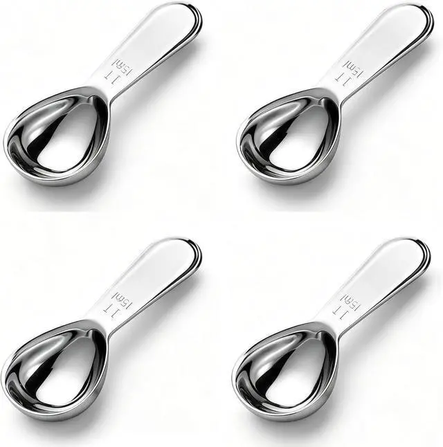 Main image of 4-Pack Coffee Scoop 1 Tablespoon (15ml) Stainless Steel Measuring Spoons, Compact Short Handle for Ground Coffee, Tea, and Powder