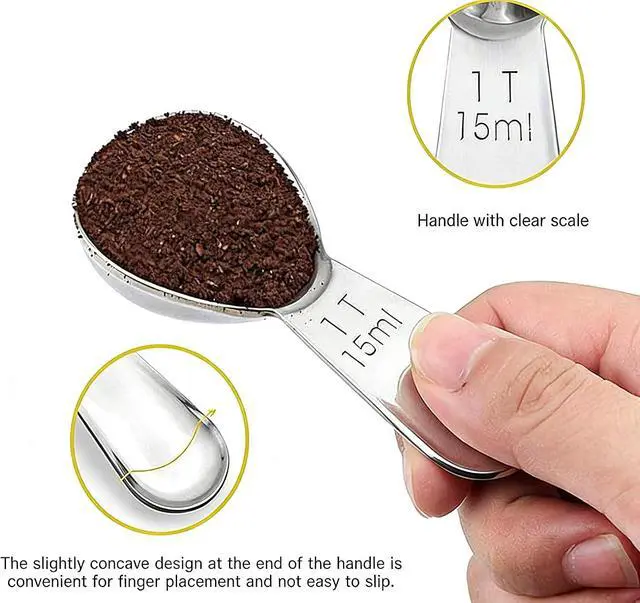 Alt view image 5 of 6 - 4-Pack Coffee Scoop 1 Tablespoon (15ml) Stainless Steel Measuring Spoons, Compact Short Handle for Ground Coffee, Tea, and Powder