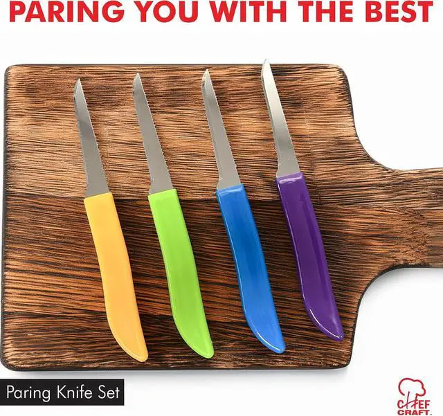 Alt view image 2 of 6 - Chef Craft Select Paring Knife Set, 2.5 inch blade 6 inch in length 4 piece set, Assorted