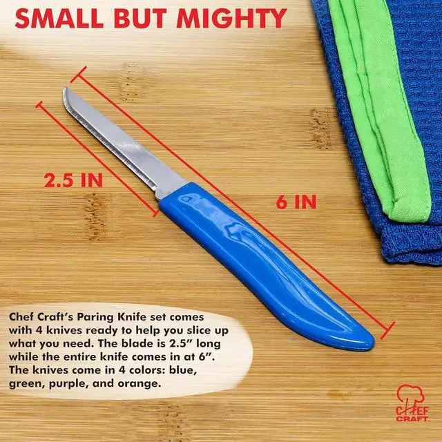 Alt view image 3 of 6 - Chef Craft Select Paring Knife Set, 2.5 inch blade 6 inch in length 4 piece set, Assorted