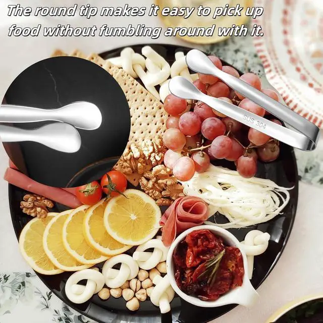 Alt view image 3 of 6 - 7Pcs 4.3Inch MiniAppetizer Tongs, 304 Stainless Steel Small Serving Tongs for Charcuterie Board, Self-Serve, Tea Party Catering, Coffee, Desserts(Silver)