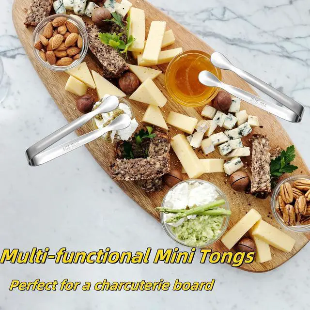 Alt view image 6 of 6 - 7Pcs 4.3Inch MiniAppetizer Tongs, 304 Stainless Steel Small Serving Tongs for Charcuterie Board, Self-Serve, Tea Party Catering, Coffee, Desserts(Silver)