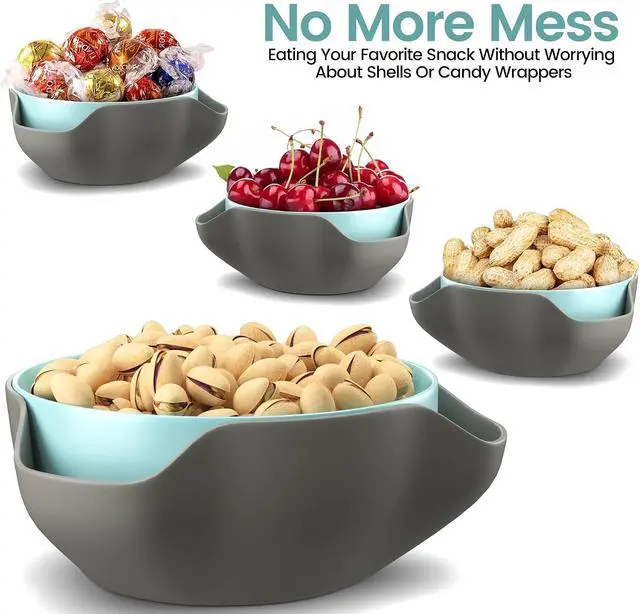 Alt view image 2 of 7 - Pistachio Bowl By Elevated Essentials - Double Dish Serving Bowl with Shell Storage - Perfect for Fruit, Nuts, Candy & Snacks