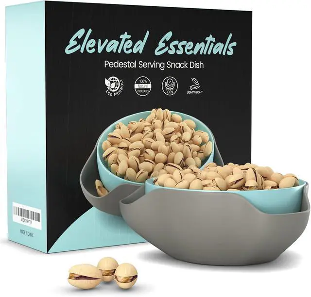 Alt view image 4 of 7 - Pistachio Bowl By Elevated Essentials - Double Dish Serving Bowl with Shell Storage - Perfect for Fruit, Nuts, Candy & Snacks