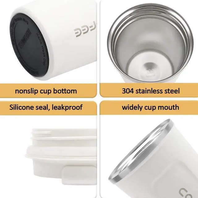 Alt view image 2 of 7 - CS COSDDI 12 oz Coffee mug - Stainless Steel Coffee Cup with Leakproof Lid | Stainless Steel Double-wall insulation, 6-Hour Heat Retention, 360°Leak proof, BPA-free, Reusable And To Go Coffee Mug