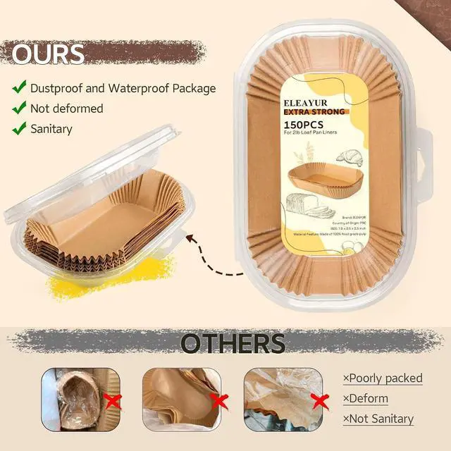 Alt view image 3 of 7 - Loaf Pan Liners, 150PCS Bread Pan Liners 9x5 Inch, Non-Stick Loaf Pan Parchment Liners for Baking Bread, Pre Formed Parchment Paper Liner for Baking Toast, Cakes, Banana Breads, Sourdough Bread