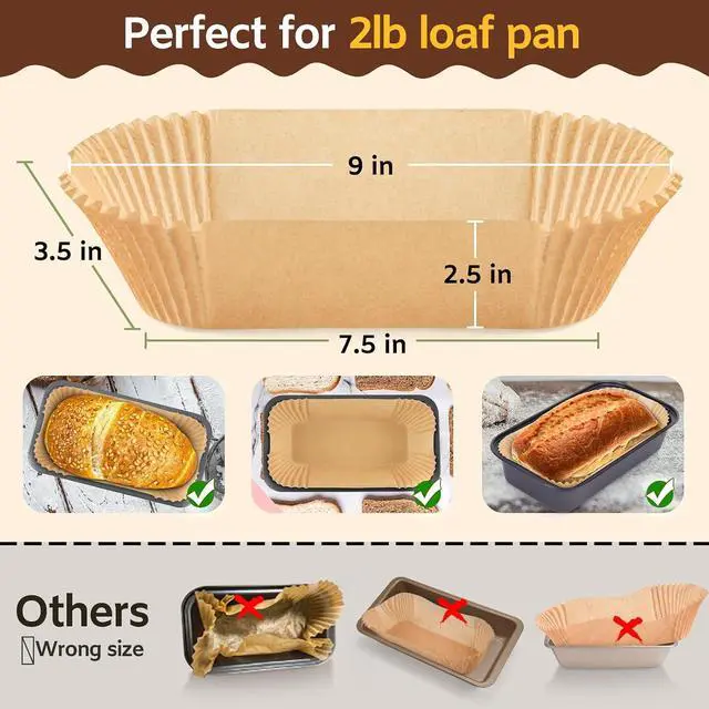 Alt view image 2 of 7 - Loaf Pan Liners, 150PCS Bread Pan Liners 9x5 Inch, Non-Stick Loaf Pan Parchment Liners for Baking Bread, Pre Formed Parchment Paper Liner for Baking Toast, Cakes, Banana Breads, Sourdough Bread