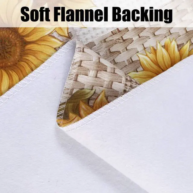 Alt view image 5 of 7 - LIBERECOO Vinyl Tablecloth with Flannel Backing, Sunflower 60 x 84 Inch Rectangluar Tablecloths Stain-Resistant Waterproof Plastic Table Cover for Indoor/Outdoor