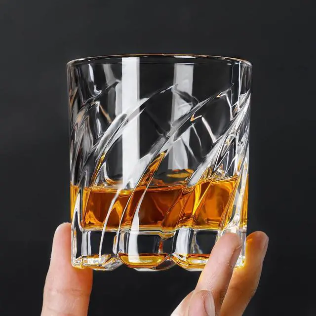 Alt view image 4 of 7 - PARACITY Spinning Whiskey Glasses, Old Fashioned Set of 2 | Rocks glassware for bourbon and cocktails, suited to bars, parties and relaxed pours at home