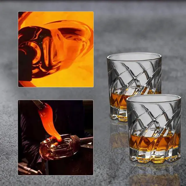 Alt view image 6 of 7 - PARACITY Spinning Whiskey Glasses, Old Fashioned Set of 2 | Rocks glassware for bourbon and cocktails, suited to bars, parties and relaxed pours at home