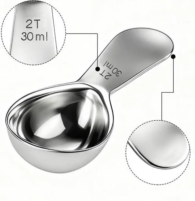 Alt view image 4 of 7 - 18/8 Stainless Steel 2 Tbsp Coffee Scoop - Exact Measuring Spoon (30ml)