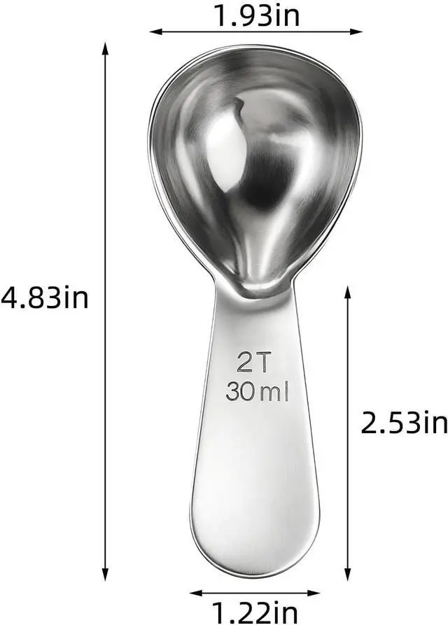 Alt view image 6 of 7 - 18/8 Stainless Steel 2 Tbsp Coffee Scoop - Exact Measuring Spoon (30ml)