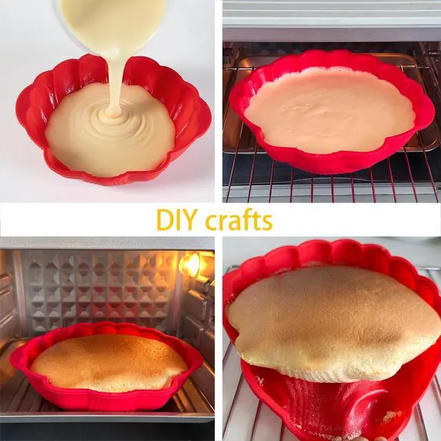 Alt view image 3 of 6 - Silicone shell- Shaped Cake Pans 10 Inch Large shell Cake Pan Nonstick Silicone Molds for Baking Cake, Breads, Pies, Tarts, Jello (2 packs, Red)