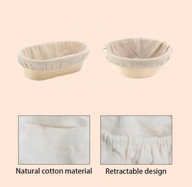 Alt view image 3 of 5 - 3 Pack Banneton Liners, Reusable Washable Sourdough Bowl Covers 1 Oval + 1 Round (10 Inch) + 1 Round (7 Inch), Natural Cotton & Burlap Cloth for Home Baking