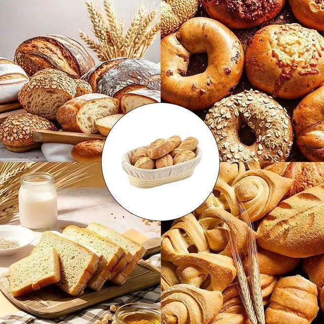 Alt view image 4 of 5 - 3 Pack Banneton Liners, Reusable Washable Sourdough Bowl Covers 1 Oval + 1 Round (10 Inch) + 1 Round (7 Inch), Natural Cotton & Burlap Cloth for Home Baking